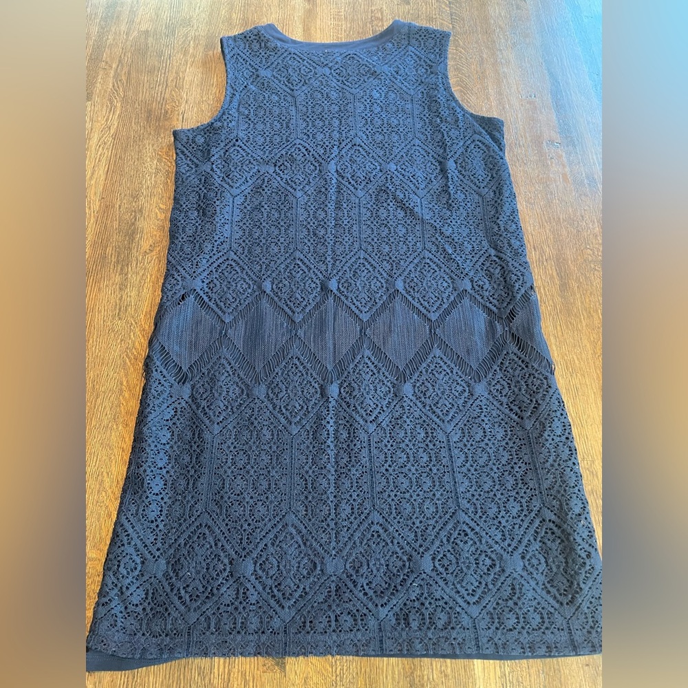 Chico´s Navy Lace Dress Preppy Classic Summer Time - Size 1 (M 8/10) - Picture 3 of 6